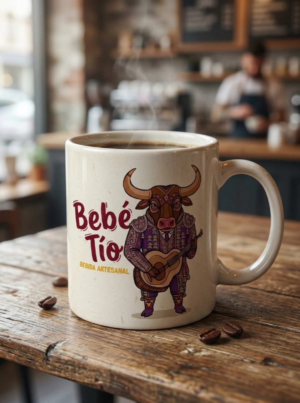 Taza de café cerámica personalizada con el logo de Bebé Tío